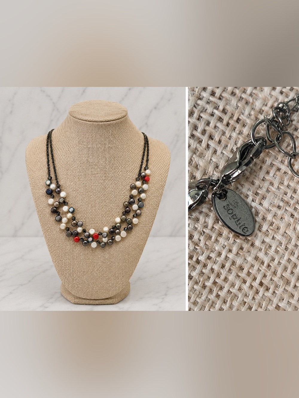 Lia Sophia Cultured Freshwater Pearl Necklace | Layered Beaded Statement | 16” +
